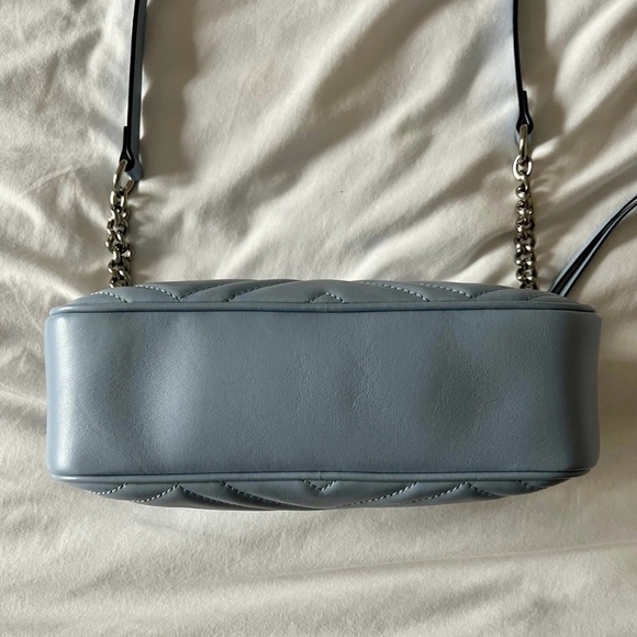 Authentic Gucci GG Marmont Calfskin Crossbody Chain Shoulder Bag Blue - Picture 6 of 14